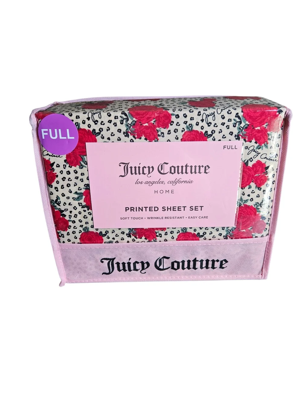 Juicy Couture Red Floral Printed Full Sheet Set